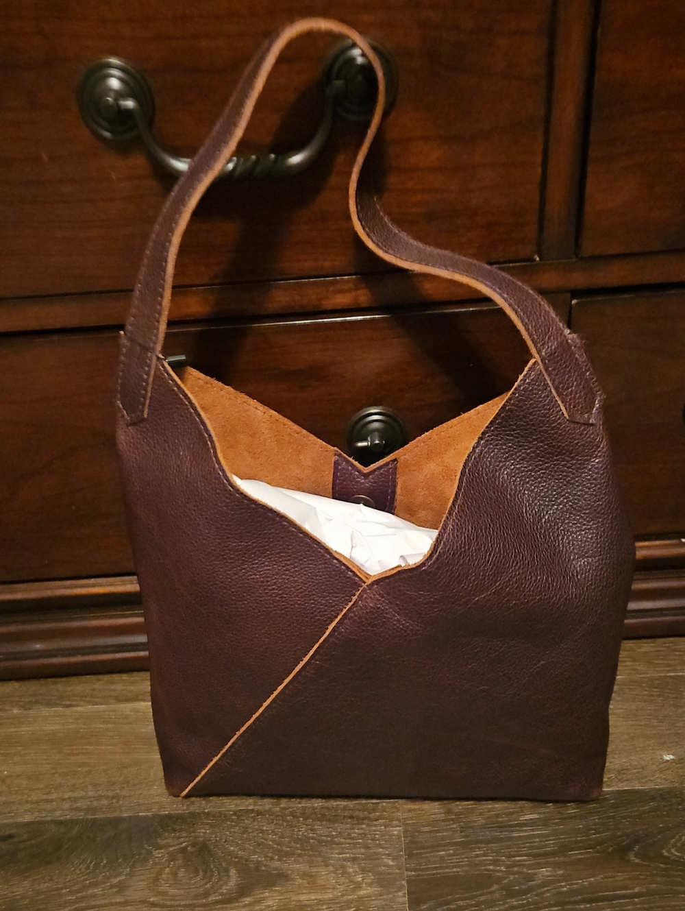 Portland Leather Large Shoulder Bag in Coldbrew